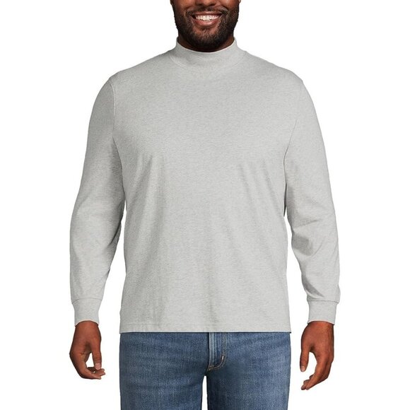 NEW Lands' End Men's XL Super-T Mockneck Long Sleeve Gray Heather - Picture 1 of 10